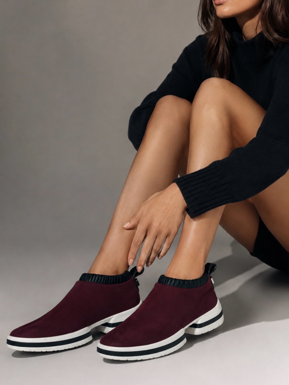 Stuart Weitzman Women's Suede Slip-On Sneakers in Burgundy/Oxblood, 5.5 - 6